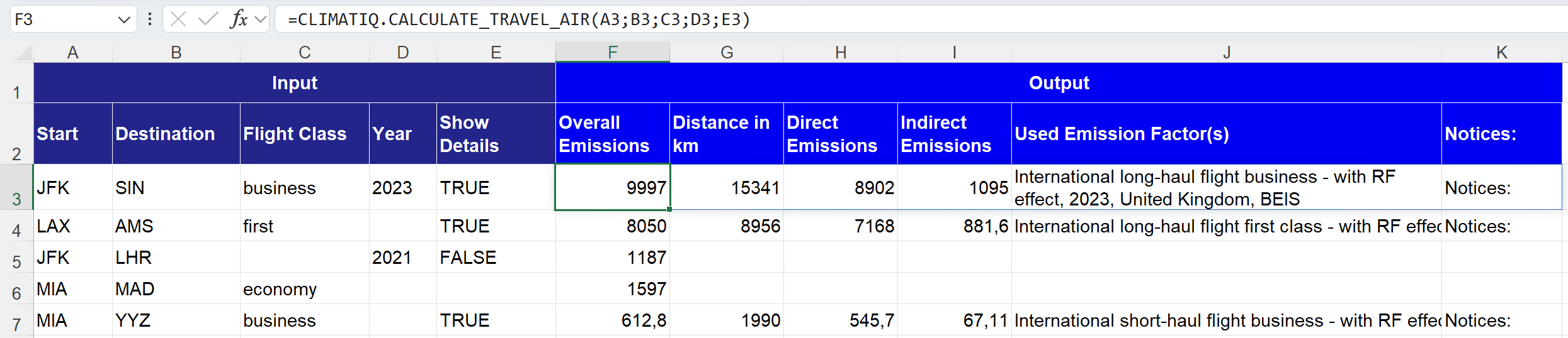 Calculate Travel Air