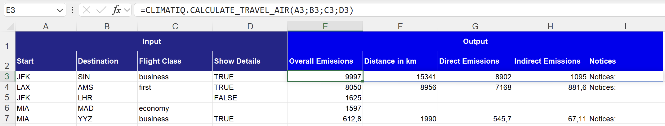 Calculate Travel Air