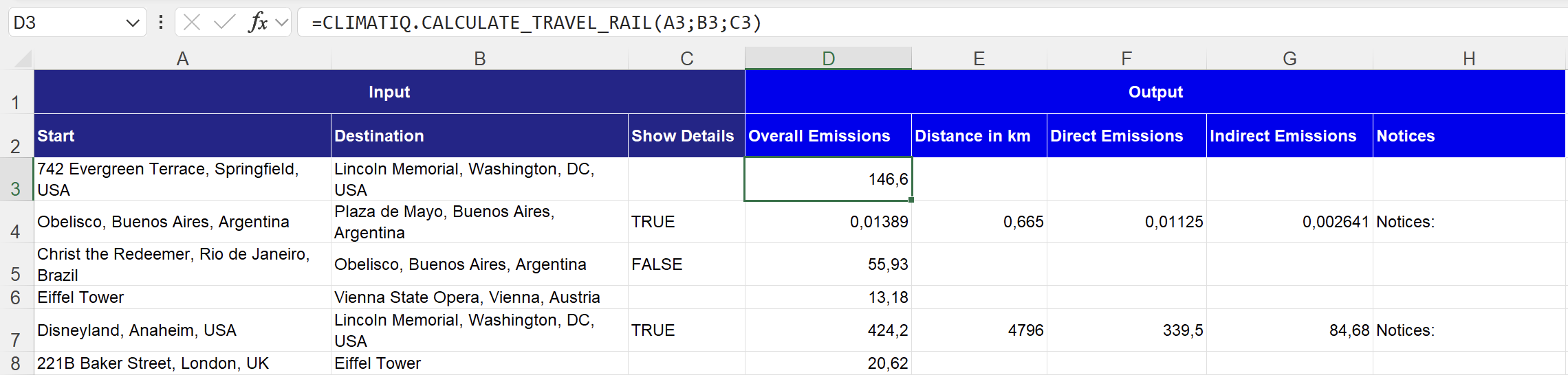 Calculate Travel Rail