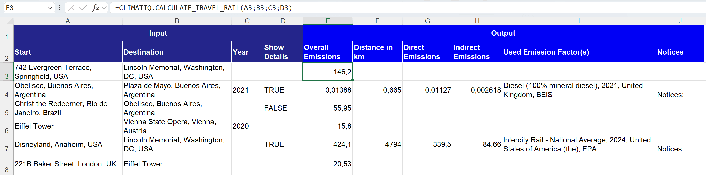 Calculate Travel Rail