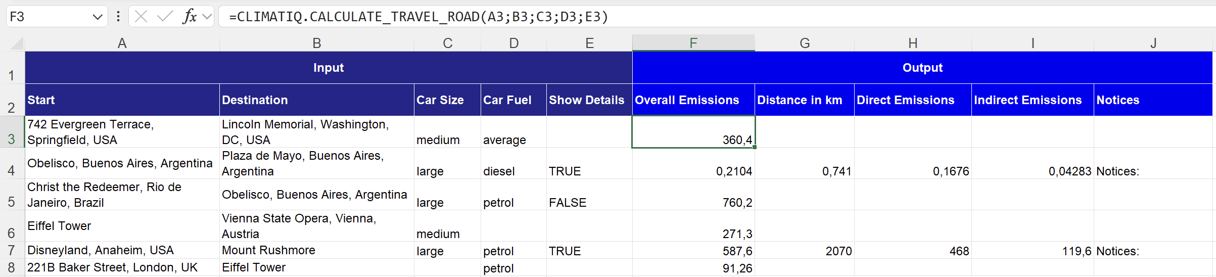 Calculate Travel Road