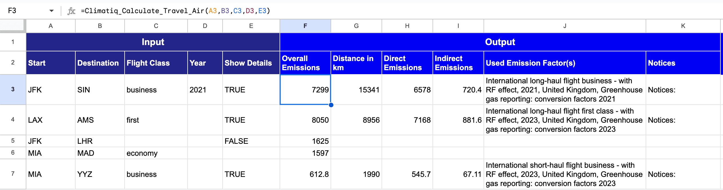 Calculate Travel Air