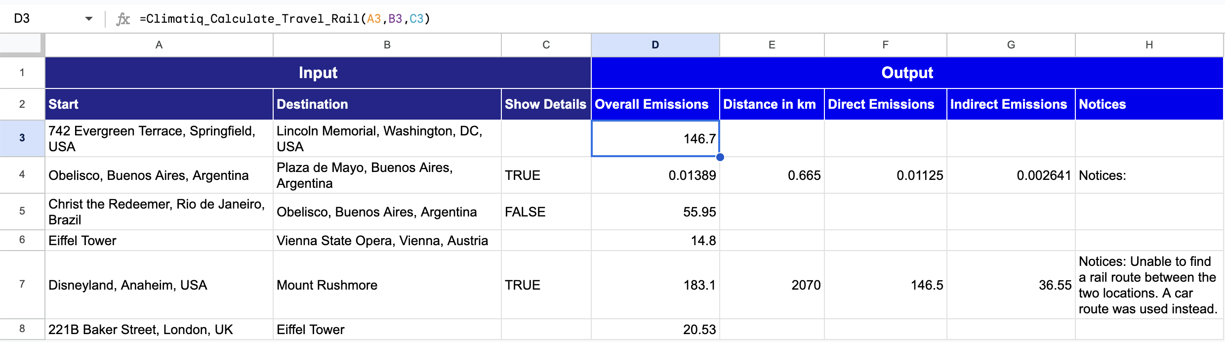 Calculate Travel Rail