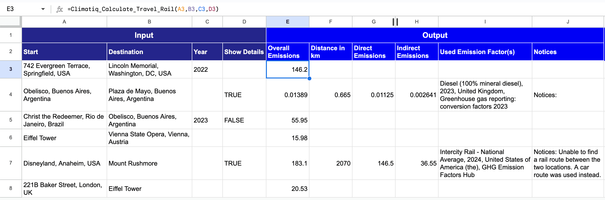 Calculate Travel Rail