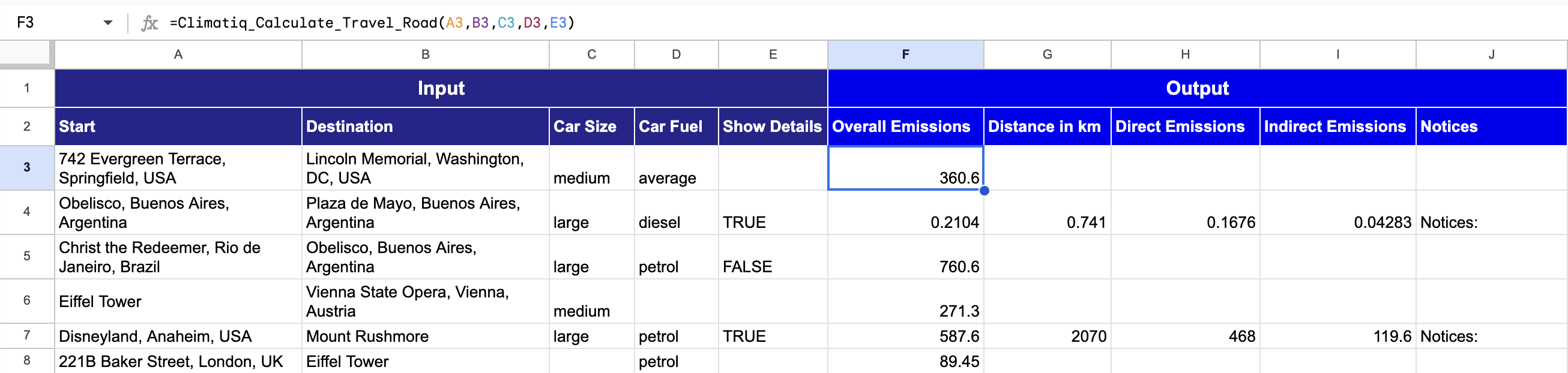 Calculate Travel Road